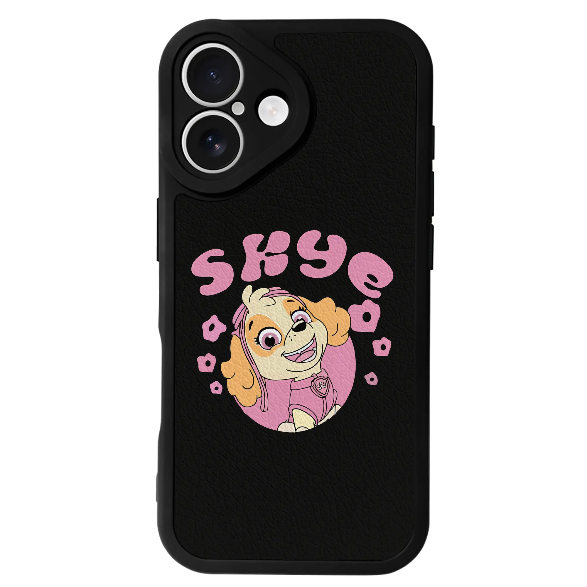 パウ・パトロール グッズ,スカイ - IPhone 16シリーズ対応 ・ シリコンスマホケース ・ レザー調 ・ 高精度フィット ・ 耐衝撃 ・ ワイヤレス充電対応 ・ 精密カット